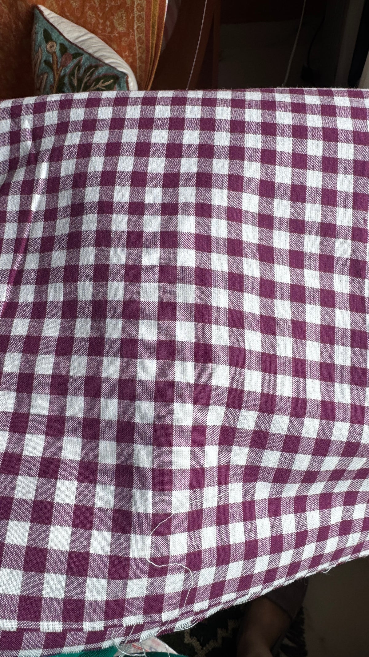 Maroon and White Gingham Bandana